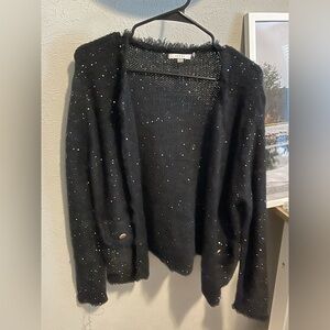 Sioni Black Women's Cardigan with Embellishments